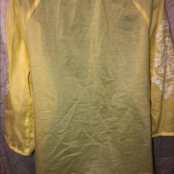 Chico’s canary yellow embroidered blouse size 0 - Picture 7 of 8